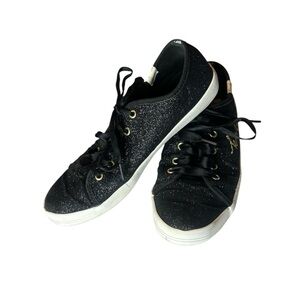Keds Black Sparkle Sneakers with White Sole and Fabric Upper